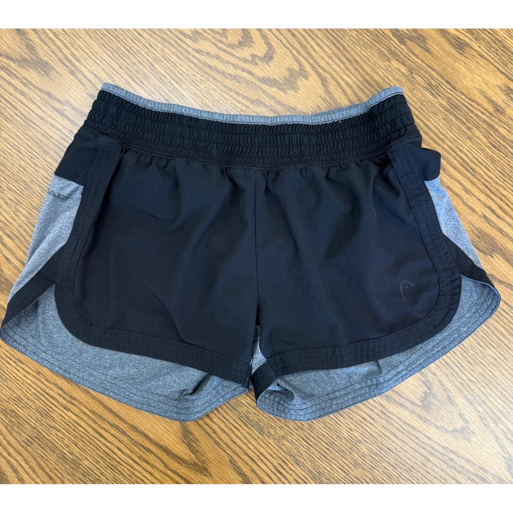Head Womens Active Shorts Black Gray Colorblock Athletic Running Small
